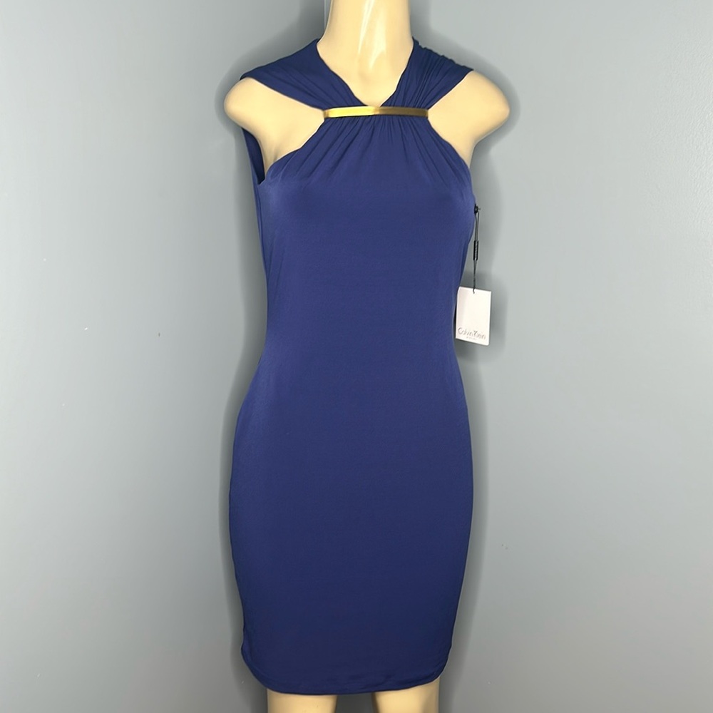Calvin Klein blue woman dress size 6 sleeveles midi
